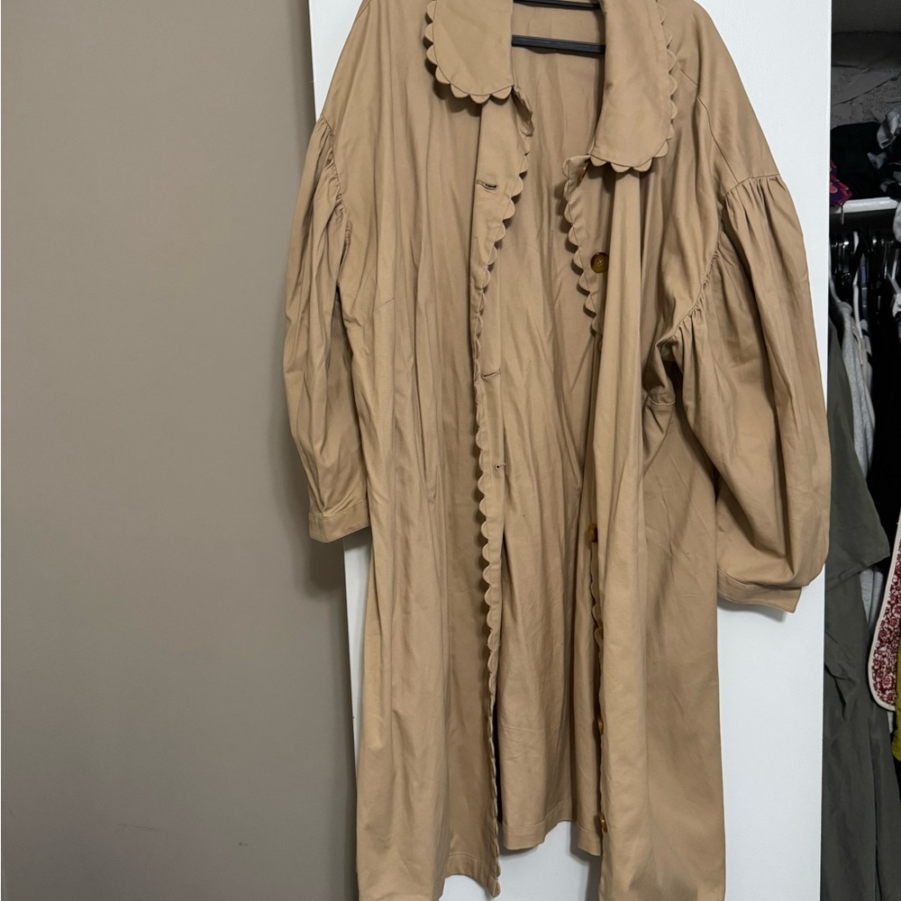 Kika Vargas Tan Scalloped Trench Coat